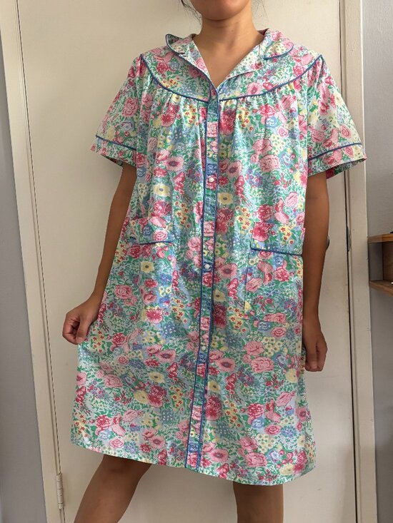 Vintage Dresses & Skirts - Vintage 1982 Artistic Fantasy Cottagecore Grannycore Collared House Dress